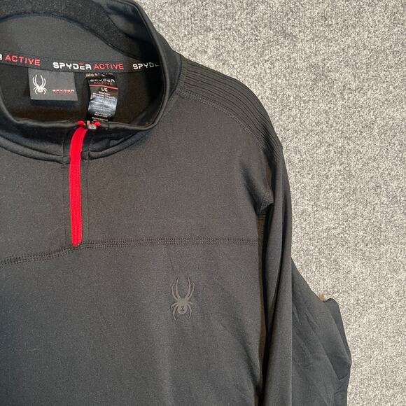 Spyder Shirt Mens Large Black Performance Stretch Long Sleeve Active 1/4 Zip - Picture 6 of 13